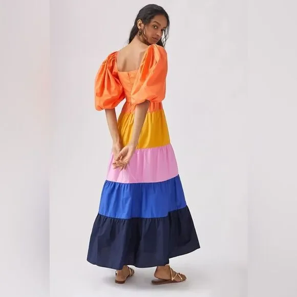 Farm Rio x Anthropologie tiered color locked maxi dress - Picture 3 of 3